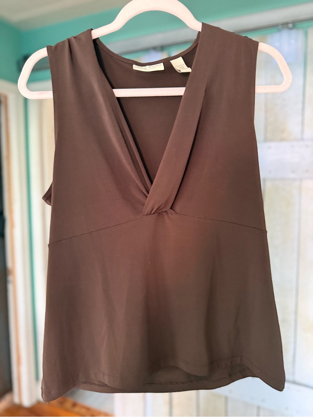 Valerie Stevens Brown V-Neck Sleeveless Tank Top